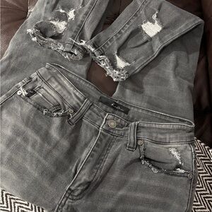 KanCan Charcoal Distressed Jeans